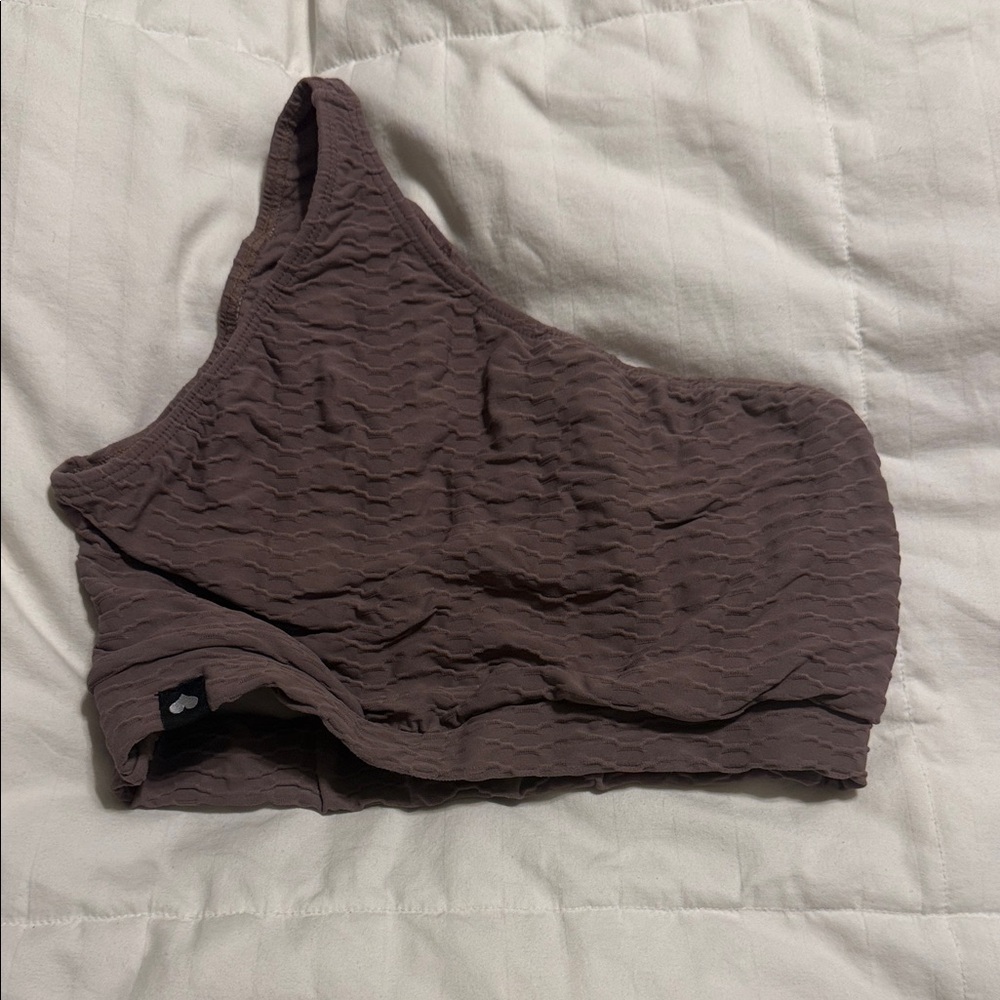 Booty by Brabants Brown Textured One-Shoulder Bralette